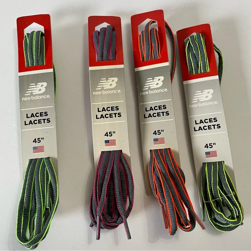 New Balance Gray/Neon Oval Laces 45” Bundle